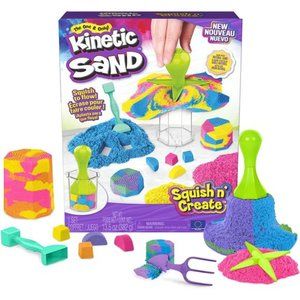 Kinetic Sand,  Squish N’ Create Playset with 13.5oz Play Sand, for Kids
